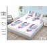 Cearșaf cu Elastic Bumbac Satinat 180x200 cm + 2 Fețe de Pernă – Model Pene Multicolore, OHT-108