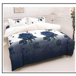 Set Pilotă Matlasată 185x230 cm + Cearșaf cu Elastic 180x200 cm + 2 Fețe de Pernă 50x70 cm – Trandafiri Albaștri, PPL-001