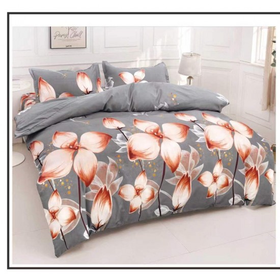 Set Pilotă Matlasată 185x230 cm + Cearșaf cu Elastic 180x200 cm + 2 Fețe de Pernă 50x70 cm – Flori Bej, PPL-024 Pilote Matlasate