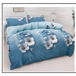 Set Pilotă Matlasată 185x230 cm + Cearșaf cu Elastic 180x200 cm + 2 Fețe de Pernă 50x70 cm – Fluturi și Flori, PPL-026