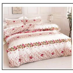 Set Pilotă Matlasată 185x230 cm + Cearșaf cu Elastic 180x200 cm + 2 Fețe de Pernă 50x70 cm – Trandafiri Roz, PPL-027