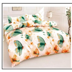 Set Pilotă Matlasată 185x230 cm + Cearșaf cu Elastic 180x200 cm + 2 Fețe de Pernă 50x70 cm – Fluturi și Flori, PPL-028