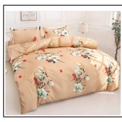 Set Pilotă Matlasată 185x230 cm + Cearșaf cu Elastic 180x200 cm + 2 Fețe de Pernă 50x70 cm – Flori Bej, PPL-036