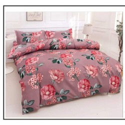 Set Pilotă Matlasată 185x230 cm + Cearșaf cu Elastic 180x200 cm + 2 Fețe de Pernă 50x70 cm – Flori Roz, PPL-038