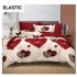 Set Lenjerie Pat Dublu Bumbac Satinat 4 Piese cu Cearșaf cu Elastic – Model Inimi Roșii, LES-097