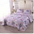 Cuvertură Matlasată  pentru Pat Dublu din Bumbac Satinat + 2 Fețe de Pernă – Model Floral Lila, OCT-049