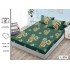 Cearșaf cu Elastic 180x200 cm din Bumbac Satinat + 2 Fețe de Pernă 50x80 cm – Model Floral Verde Smarald, OHT-048