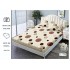 Cearșaf cu Elastic 180x200 cm din Bumbac Satinat + 2 Fețe de Pernă 50x80 cm – Model Geometric Bej cu Cercuri, OHT-043
