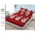 Cearșaf cu Elastic 180x200 cm din Bumbac Satinat + 2 Fețe de Pernă 50x80 cm – Model Floral Bordo cu Flori Albe, OHT-021