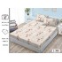 Cearșaf cu Elastic 180x200 cm din Bumbac Satinat + 2 Fețe de Pernă 50x80 cm – Model Floral Bej Elegant, OHT-067