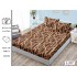 Cearșaf cu Elastic 180x200 cm din Bumbac Satinat + 2 Fețe de Pernă 50x80 cm – Model Geometric Maro, OHT-069