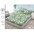 Cearșaf cu Elastic Bumbac Satinat 180x200 cm + 2 Fețe de Pernă – Model Floral Verde Salvie cu Flori Albe, OHT-117
