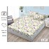 Cearșaf cu Elastic Bumbac Satinat 180x200 cm + 2 Fețe de Pernă – Model Fluturi Multicolori și Flori, OHT-118
