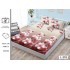Cearșaf cu Elastic Bumbac Satinat 180x200 cm + 2 Fețe de Pernă – Model Magnolii Roz Elegante, Bej-Cappuccino, OHT-120