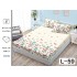 Cearșaf cu Elastic Bumbac Satinat 180x200 cm + 2 Fețe de Pernă – Model Fluturi Multicolori pe Fundal Crem, OHT-122