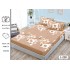 Cearșaf cu Elastic Bumbac Satinat 180x200 cm + 2 Fețe de Pernă – Model Floral Bej Elegant, OHT-123