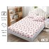 Cearșaf cu Elastic Bumbac Satinat 180x200 cm + 2 Fețe de Pernă – Model Floral Alb cu Buchețele Roz, OHT-124