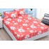 Husa pat cu elastic, Bumbac FINET, 160x200cm, 2 fete de perne 50x70cm, Portocaliu-Alb, flori, OHT-025