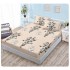 Cearșaf cu Elastic Bumbac Satinat 180x200 cm + 2 Fețe de Pernă – Model Floral Bej Elegant cu Flori Albe, OHT-126
