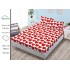 Cearșaf cu Elastic Bumbac Satinat 180x200 cm + 2 Fețe de Pernă – Model Inimi Roșii Romantic, OHT-128