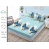 Cearșaf cu Elastic Bumbac Satinat 180x200 cm + 2 Fețe de Pernă – Model Fluturi Albaștri, OHT-130