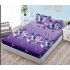 Cearșaf cu Elastic Bumbac Satinat 180x200 cm + 2 Fețe de Pernă – Model Fluturi Turcoaz pe Fundal Mov, OHT-135