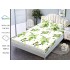 Cearșaf cu Elastic Bumbac Satinat 180x200 cm + 2 Fețe de Pernă – Model Fluturi Verzi și Frunze, OHT-136