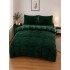 Set Lenjerie Pufoasă Cocolino cu Elastic 4 Piese, Pat Dublu, Verde smarald, Model Dungi Reliefati, LEC-166