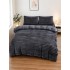 Set Lenjerie Pufoasă Cocolino cu Elastic 4 Piese, Pat Dublu, Gri antracit, Model Dungi Reliefati, LEC-161