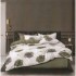Lenjerie Pat Dublu 4 Piese din Bumbac Satinat – Model Trandafiri, Alb cu Verde, LDBS-181