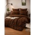 Lenjerie de Pat Dublu 4 Piese Bumbac Satinat Superior – Model Leopard Maro, LES-097