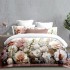 Lenjerie de Pat Dublu 4 Piese Bumbac Finet cu Cearșaf cu Elastic – Model Floral Trandafiri Roz, LFB-010
