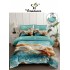 Lenjerie de Pat Dublu 4 Piese 5D cu Cearșaf cu Elastic – Model Marin cu Stea de Mare, LFL-120