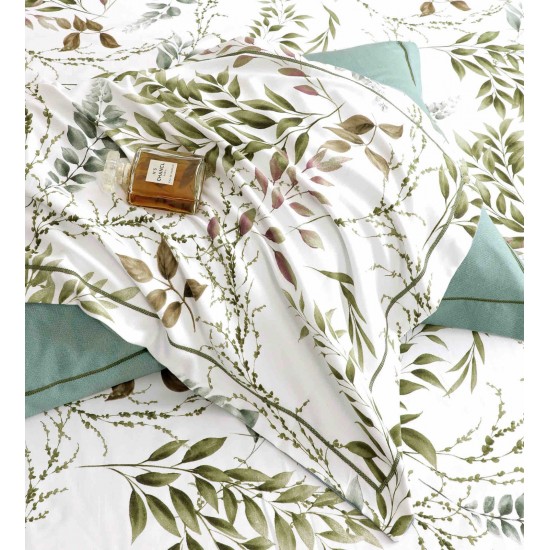 Lenjerie de Pat Dublu LUX 6 Piese din Finet cu Cearșaf cu Elastic – Model Floral Elegant, LPL-030 Lenjerii Finet premium  lux cu elastic