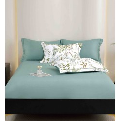 Lenjerie de Pat Dublu LUX 6 Piese din Finet cu Cearșaf cu Elastic – Model Floral Elegant, LPL-030
