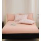 Lenjerie de Pat Dublu LUX 6 Piese din Finet cu Cearșaf cu Elastic – Model Roz Pudrat cu Frunzulițe, LPL-029 Lenjerii Finet premium  lux cu elastic