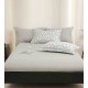 Lenjerie pat dublu, BUMBAC FINET, 6 piese, cu ELASTIC, Alb-Blue, flori, LPL-028 Lenjerii Finet premium  lux cu elastic