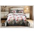 Cuvertură Matlasată pentru Pat Dublu din Bumbac Satinat, 230x250 cm + 2 Fețe de Pernă – Model Floral, CON-001