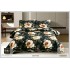 Cuvertură Matlasată pentru Pat Dublu din Bumbac Satinat, 230x250 cm + 2 Fețe de Pernă – Model Floral Negru, CON-007