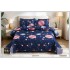Cuvertură Matlasată pentru Pat Dublu din Bumbac Satinat, 230x250 cm + 2 Fețe de Pernă – Model Cosmic Bleumarin, CON-009