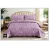 Cuvertură Matlasată pentru Pat Dublu din Bumbac Satinat, 230x250 cm + 2 Fețe de Pernă – Model Floral Mov, CON-011