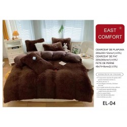 Lenjerie Fluffy Maro Ciocolatiu 6 Piese Pat Dublu – Moale, Călduroasă și Elegantă, LCF-013