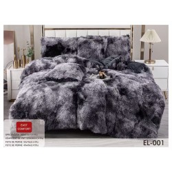 Lenjerie Fluffy Gri Inchis 6 Piese Pat Dublu – Moale, Călduroasă și Elegantă, LCF-020