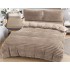 Set Lenjerie Pufoasă Cocolino cu Elastic 4 Piese, Pat Dublu, Bej, Model Dungi Reliefati, LEC-160
