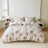 Lenjerie Cocolino 4 Piese Pat Dublu cu Cearșaf cu Elastic – Model Floral Crem, LEC-096