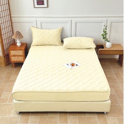 Husă / Topper Saltea 180x200 cm cu Elastic + 2 Fețe de Pernă – Crem, HTC-007
