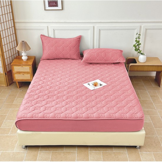 Husă / Topper Saltea 180x200 cm cu Elastic + 2 Fețe de Pernă – Roz, HTC-004 Husa/Topper cu ELASTIC 180-200 cm