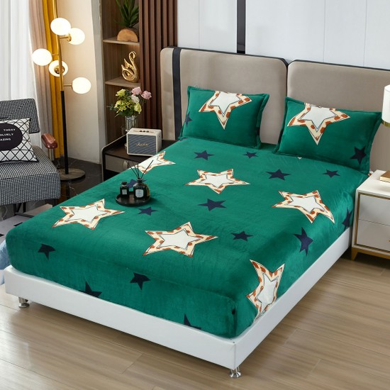 Cearșaf Cocolino cu Elastic + 2 Fețe de Pernă – Model Stele, Verde Smarald, HC-053 3 huse cocolino 199 lei