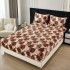 Cearșaf Cocolino cu Elastic + 2 Fețe de Pernă – Model Frunze, Maro-Bej, HC-054