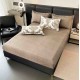 Lenjerie de Pat Dublu LUX 6 Piese din Finet cu Cearșaf cu Elastic – Model Damasc Bej Cappuccino, LPL-017 Lenjerii Finet premium  lux cu elastic